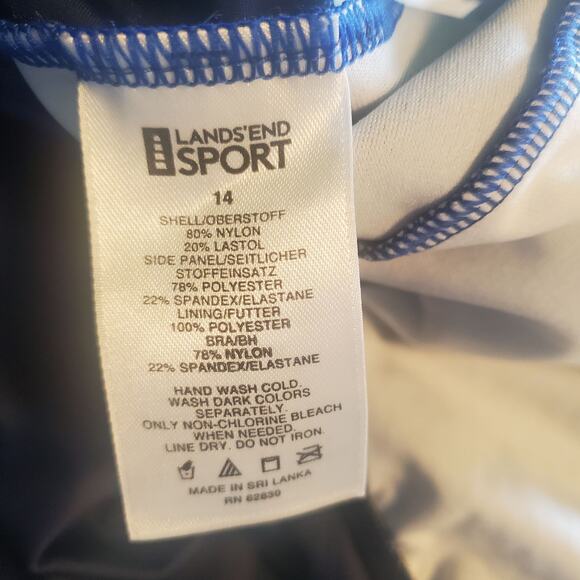 Lands' End Sport Size 14 Blue White Striped Criss Cross Back Swimsuit - Picture 8 of 8